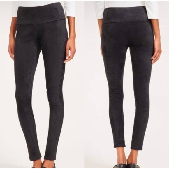 J. McLaughlin Lori Faux Suede Pull On High Waisted Legging Black Large Cozy Chic - Picture 1 of 10